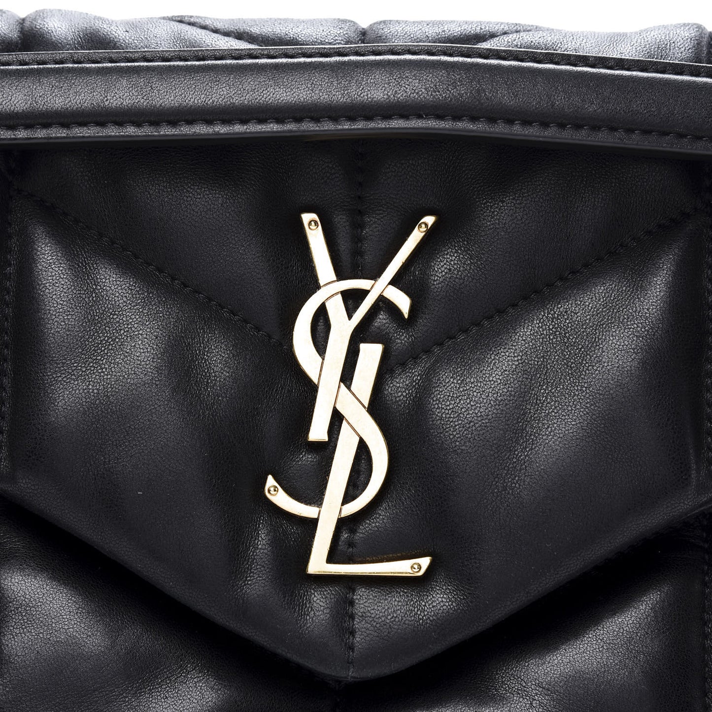 Lambskin Quilted Small Loulou Puffer Monogram Chain Satchel Black