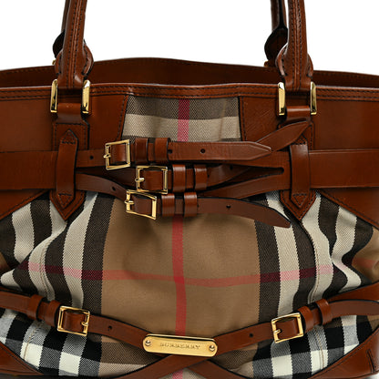 Burberry House Check Bridle Calfskin Medium Lynher Tote Dark Tan 7 of 10