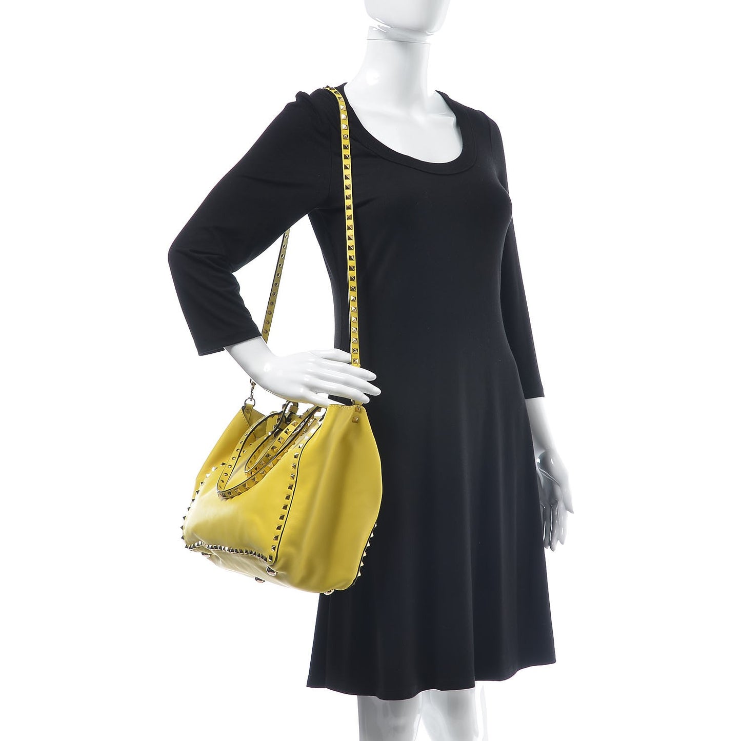 Vitello Medium Rockstud Tote Yellow