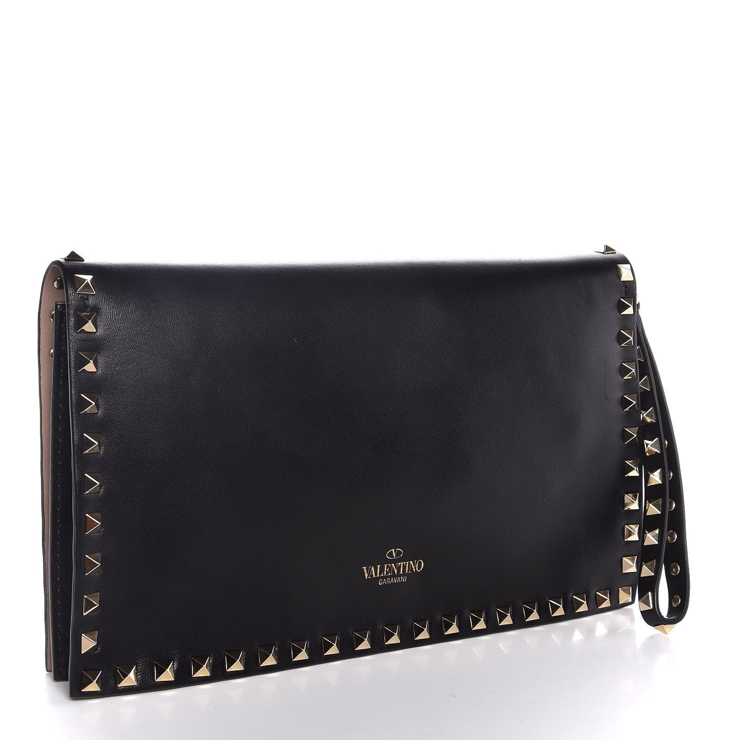 Nappa Rockstud Wristlet Clutch Black