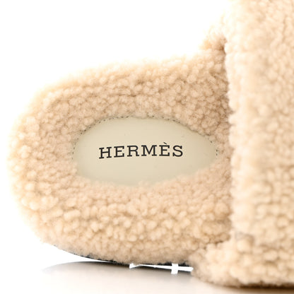 Hermes Woolskin Womens Chypre Sandals 38 Ecru 6 of 8