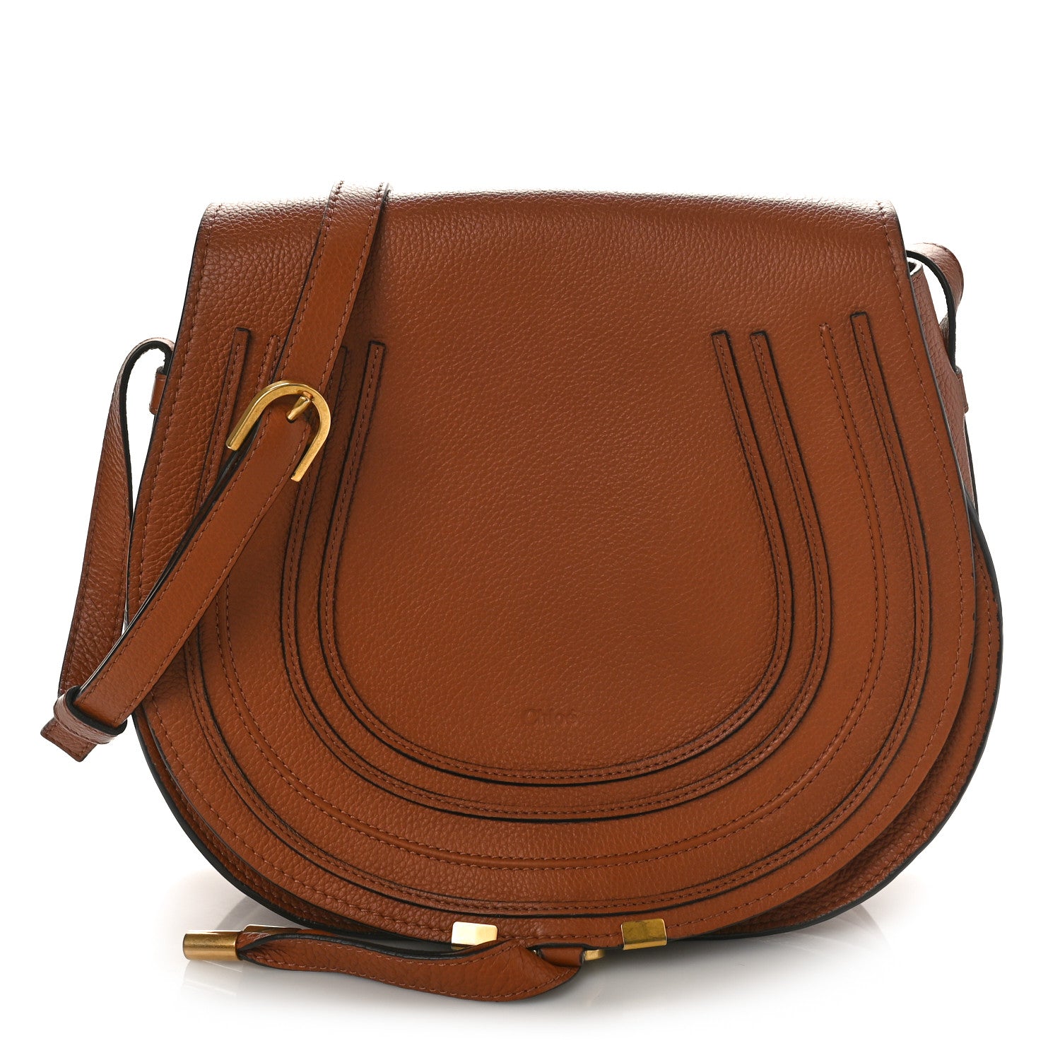 Chloe Calfskin Medium Marcie Round Crossbody Bag Tan 1 of 8