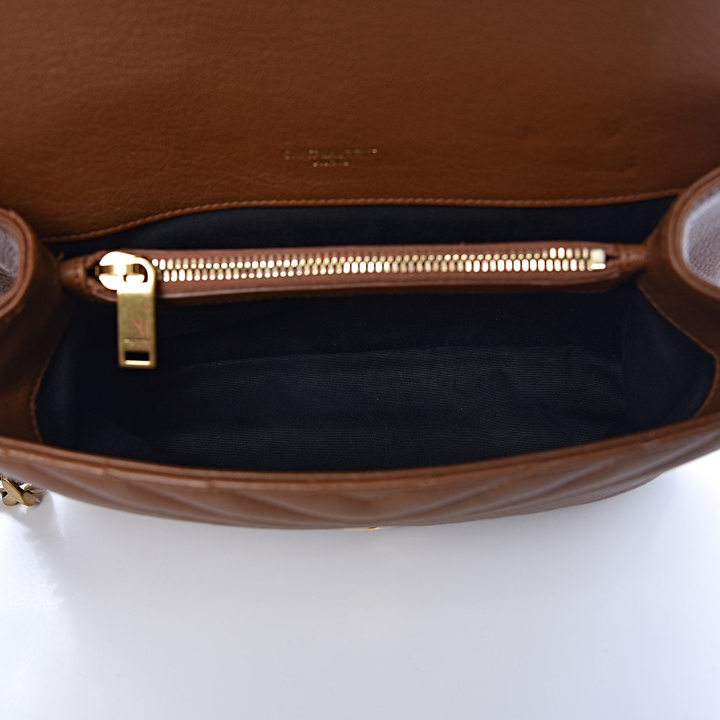 Calfskin Matelasse Chevron Monogram Medium College Bag Brick