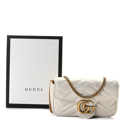 Gucci Calfskin Matelasse Super Mini GG Marmont Shoulder Bag White 8 of 8