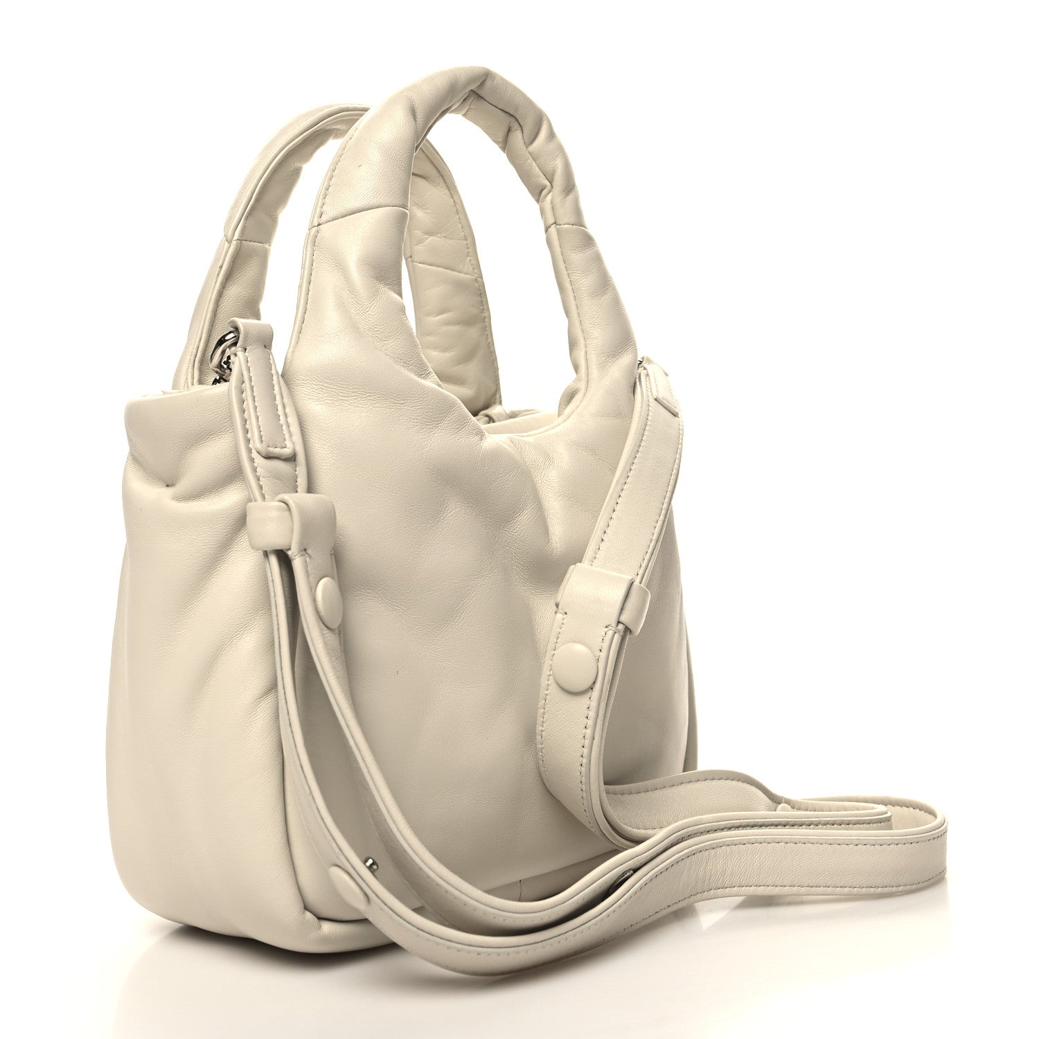 Prada Nappa Soft Padded Small Double Handled Shoulder Bag White 3 of 11