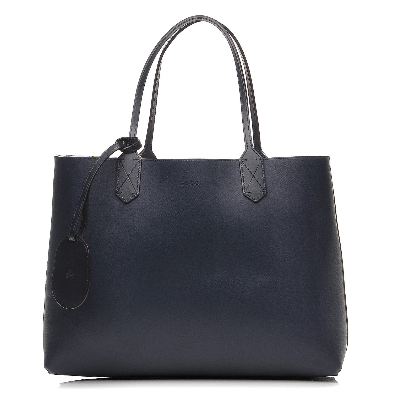 Gucci GG Supreme Monogram Blooms Medium Reversible Tote Beige Blue Navy 3 of 7