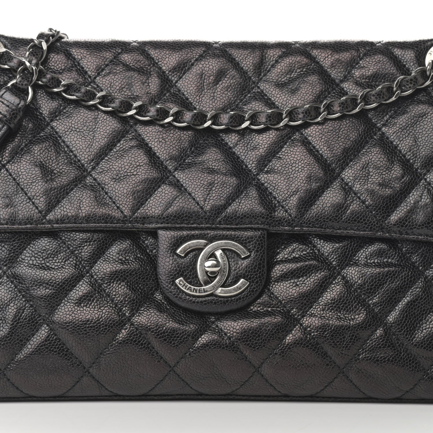 Chanel Crumpled Grained Calfskin Jumbo CC Crave Flap Black 8 of 12