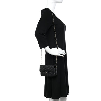 Chanel Lambskin Quilted Flap Phone Holder With Chain Black 2 of 13
