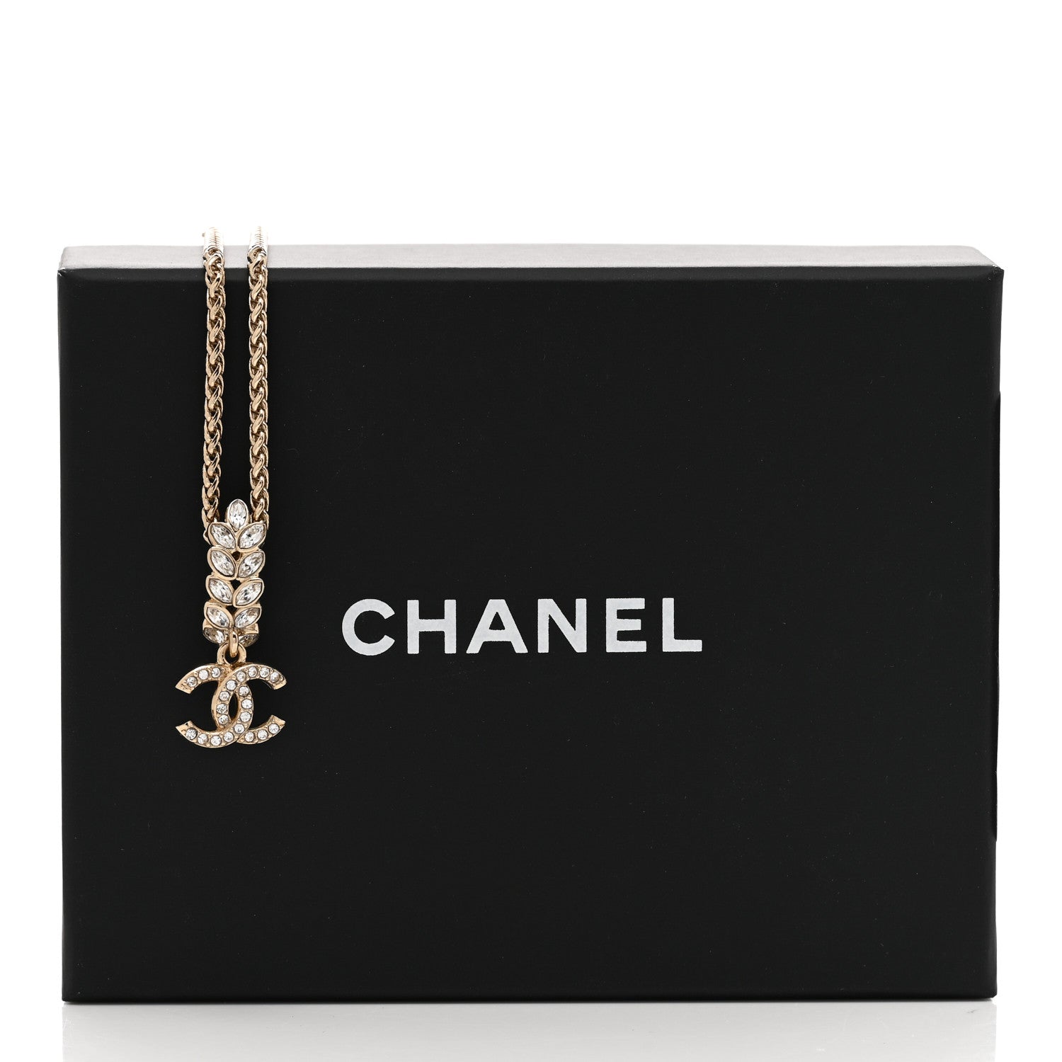 Chanel Crystal CC Pendant Necklace Gold 7 of 7