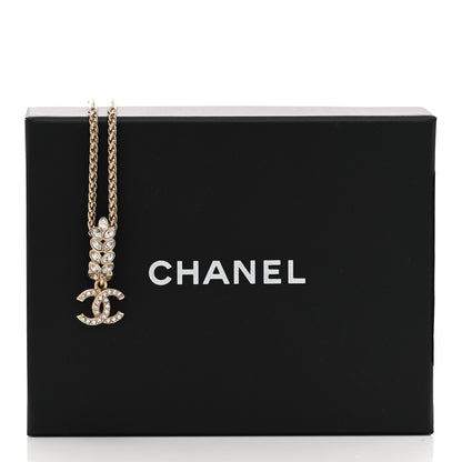 Chanel Crystal CC Pendant Necklace Gold 7 of 7