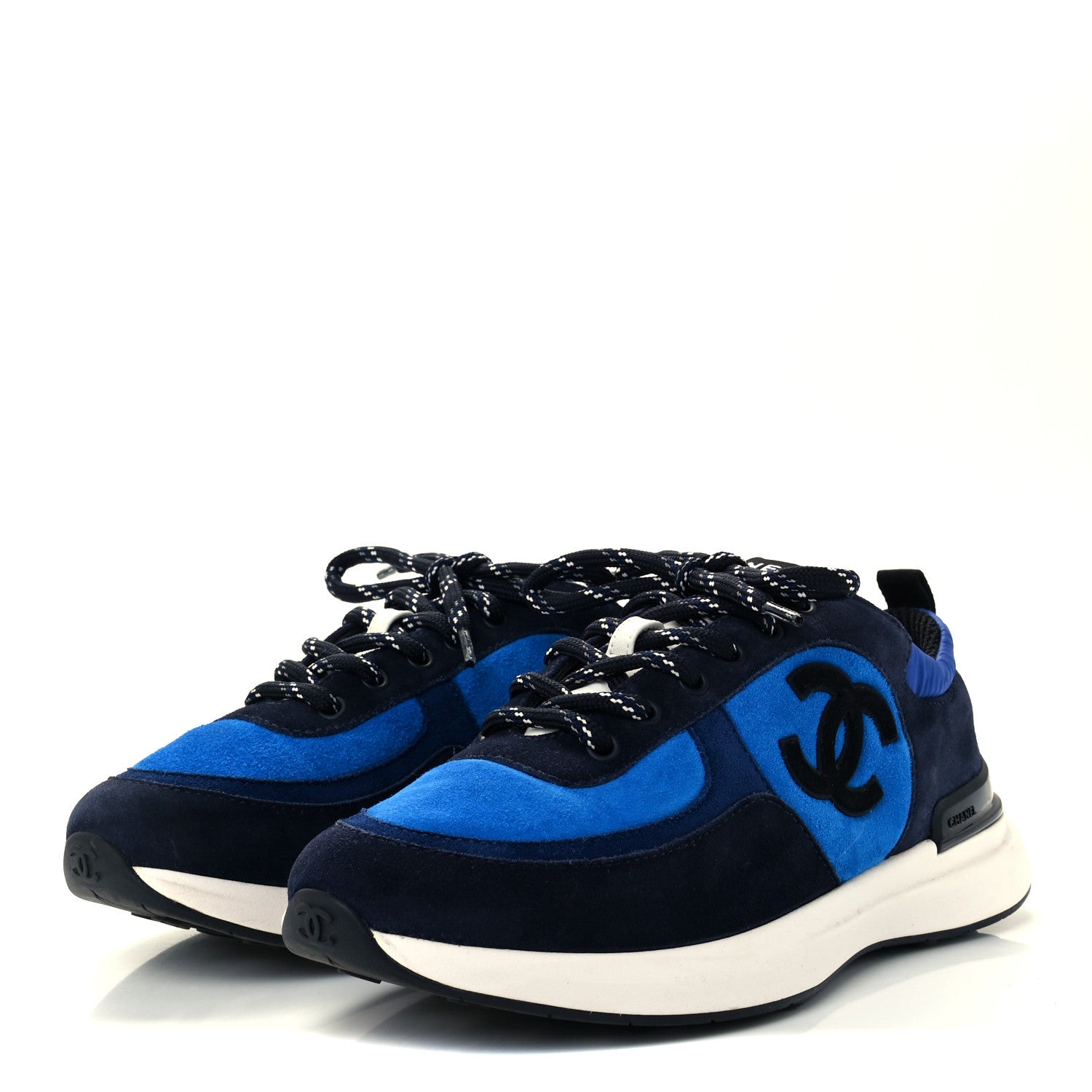 Chanel Suede Calfskin CC Sneakers 39 Blue Navy Dark Navy 3 of 10
