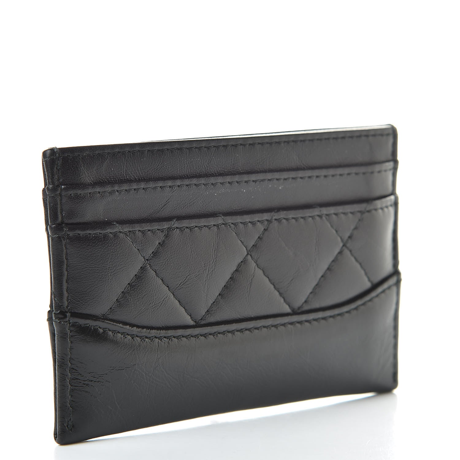 Chanel Aged Calfskin Quilted Gabrielle Card Holder Black 3 of 9