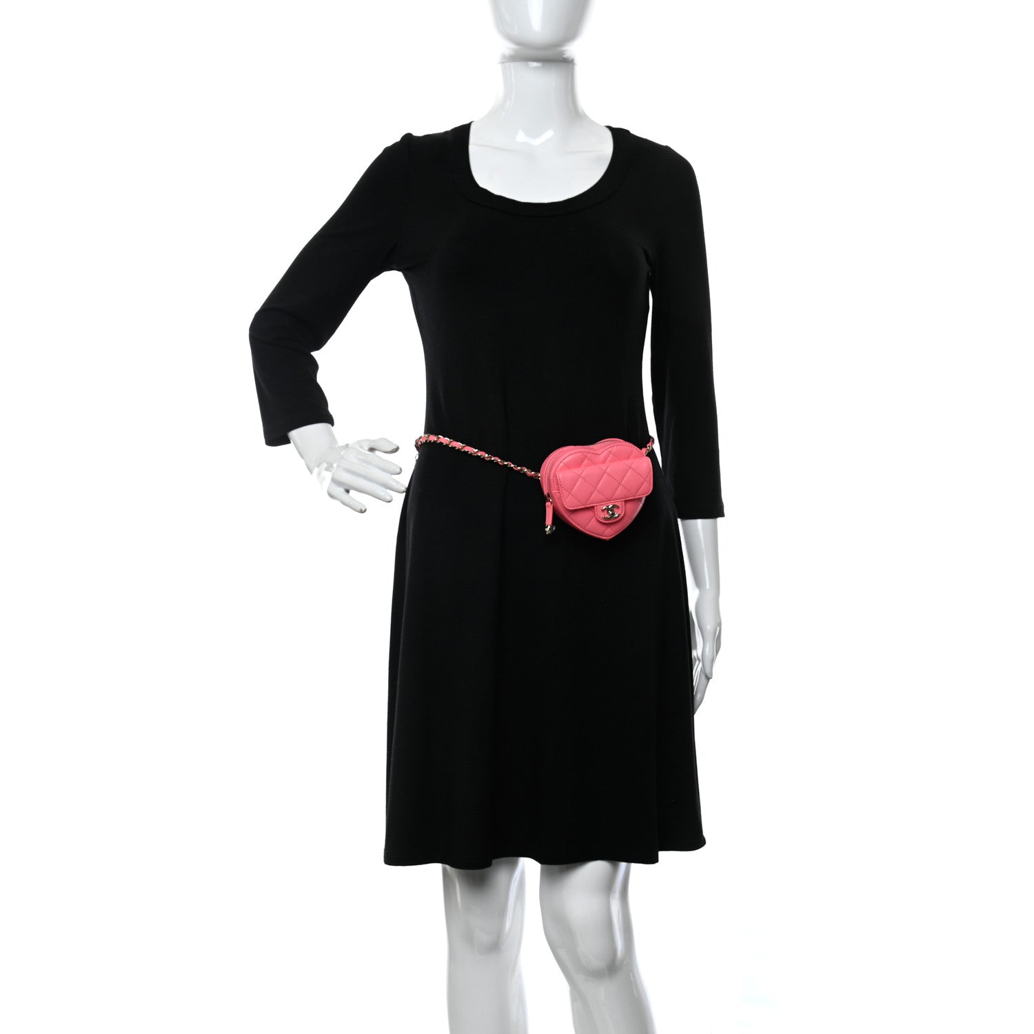 Chanel Lambskin Quilted CC In Love Heart Waist Belt Bag With Chain Pink 1 of 9
