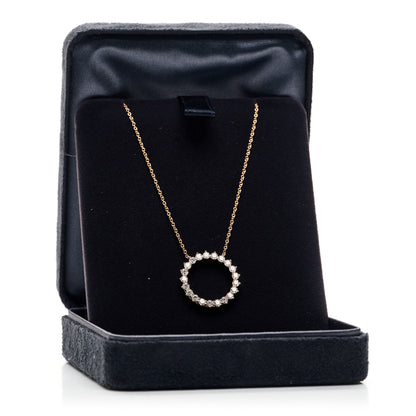 Tiffany 18K Rose Gold Diamond Medium Open Circle Pendant Necklace 5 of 5