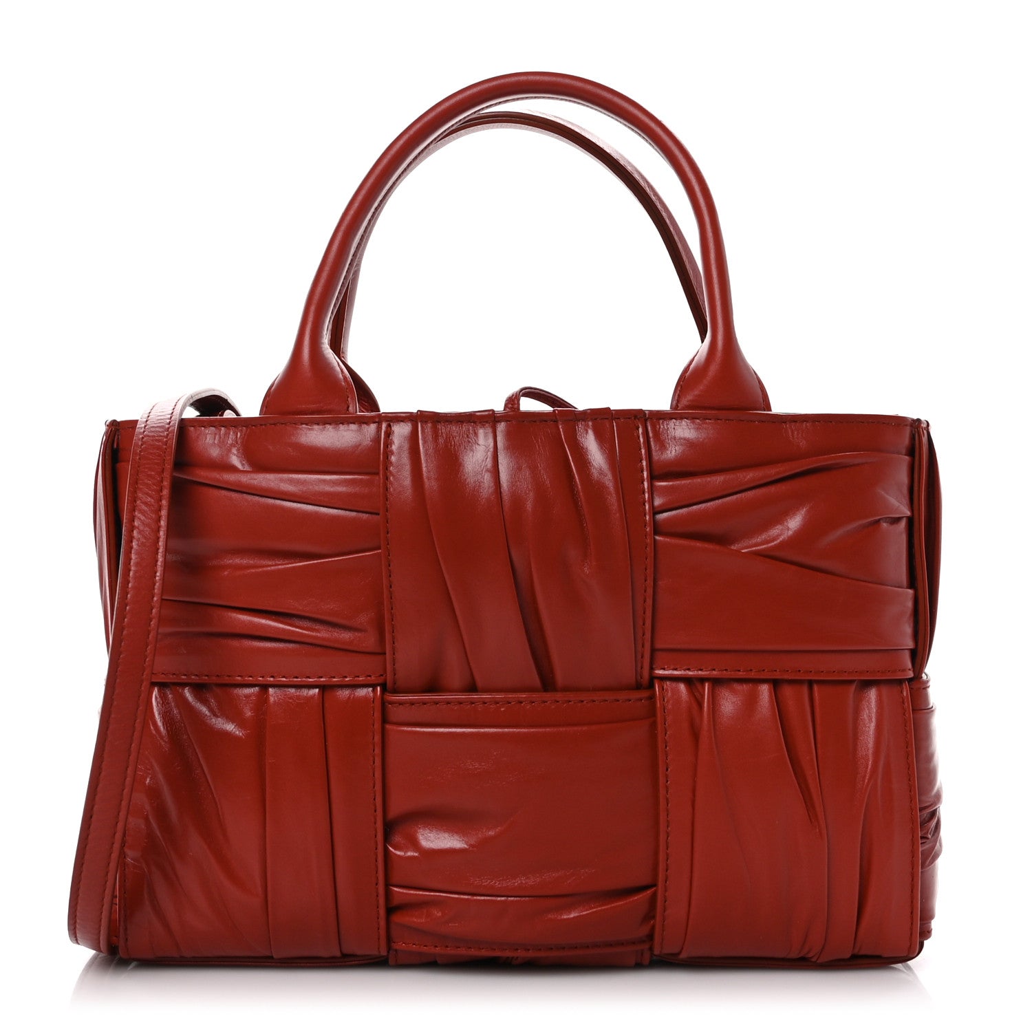 Bottega Veneta Foulard Intrecciato Pleated Mini Arco Tote Red 1 of 9