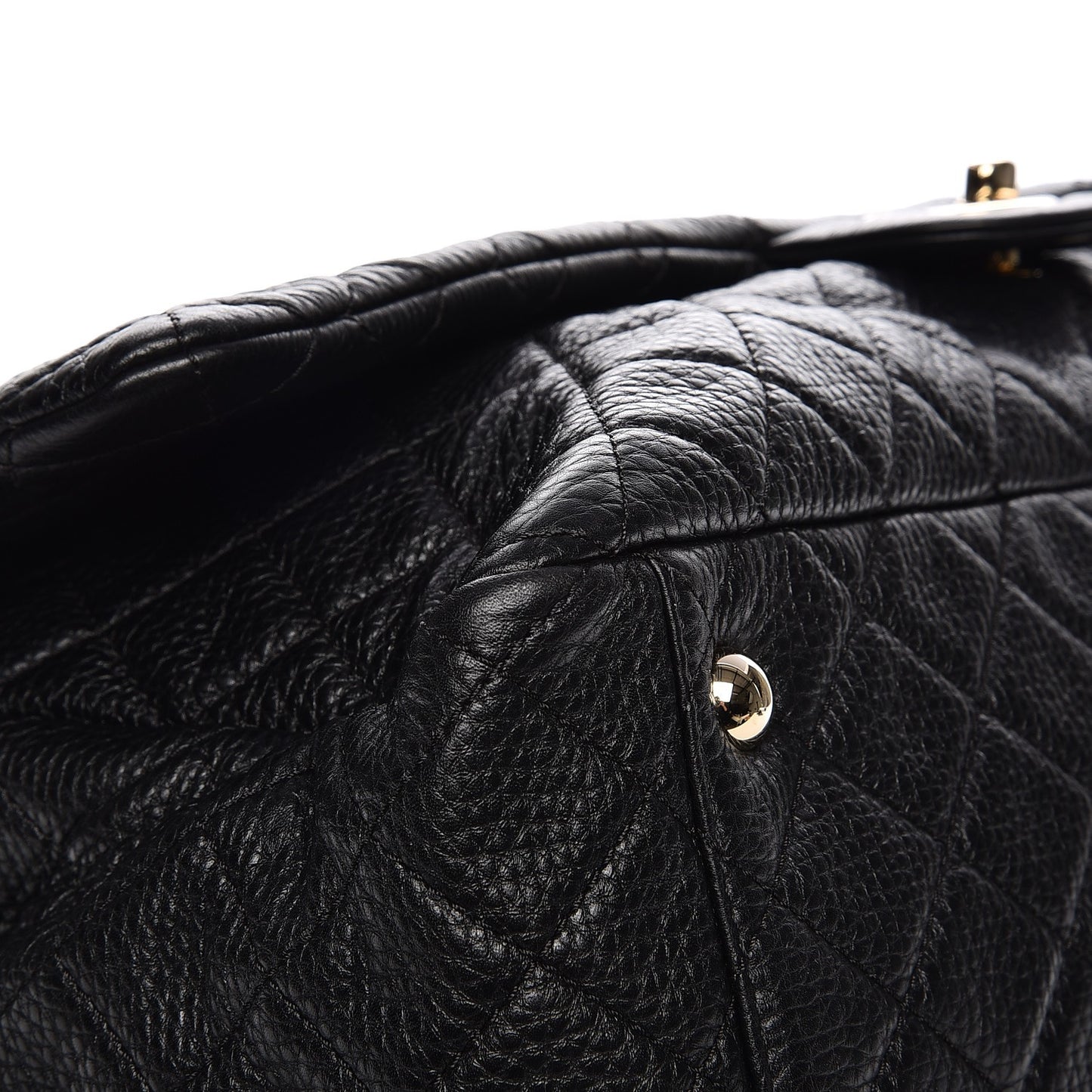 Calfskin Quilted XXL Travel Flap Bag Black