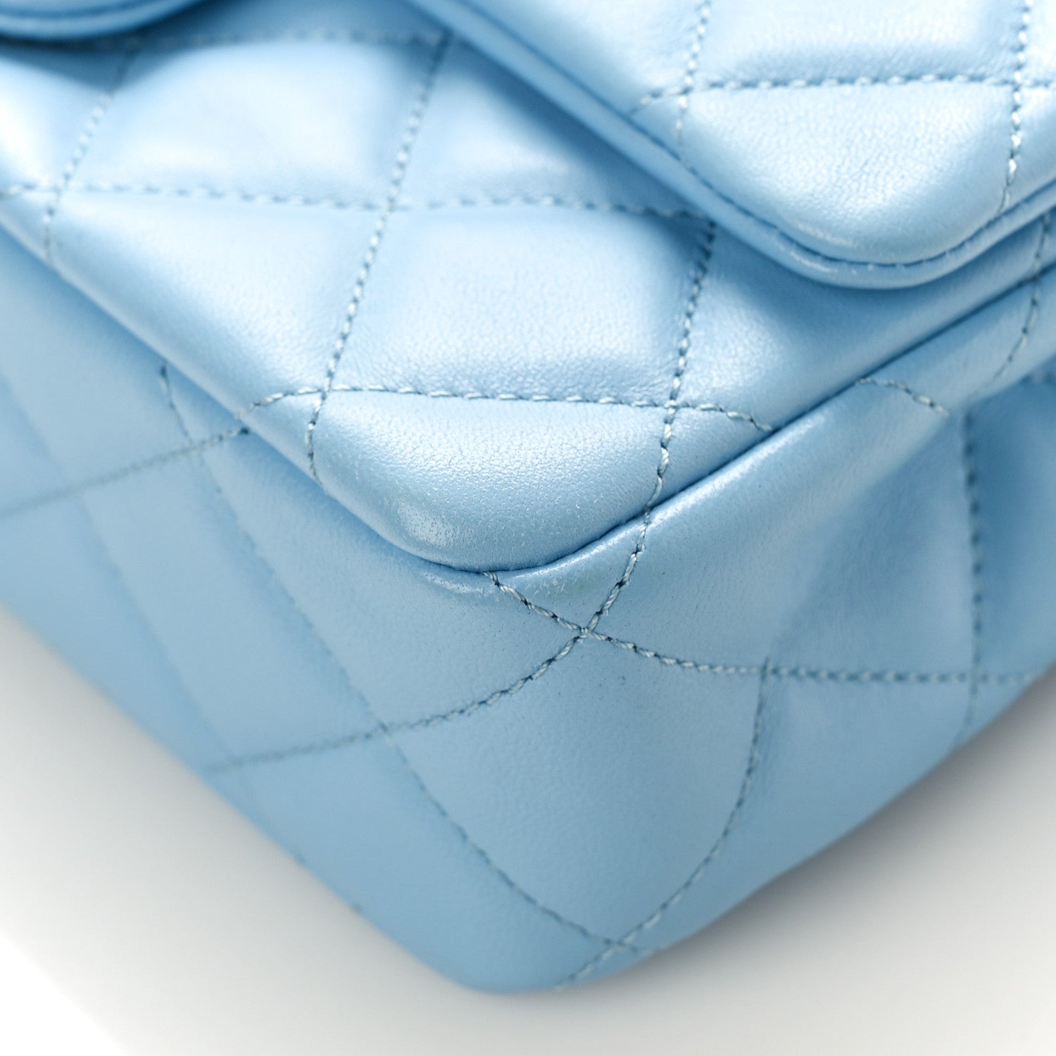 Chanel Lambskin Quilted Small Wenge Wood Flap Light Blue 1461797