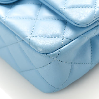 Chanel Lambskin Quilted Small Wenge Wood Flap Light Blue 10 of 10