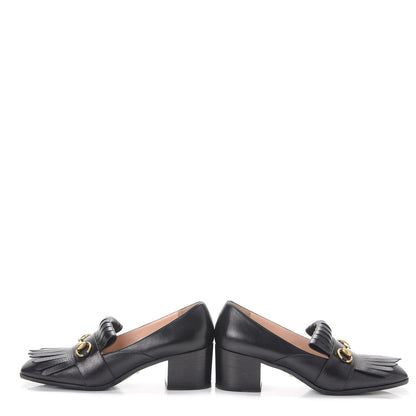Gucci Malaga Kid GG Marmont Fringe Loafer Pumps Size 39 Black 5 of 19