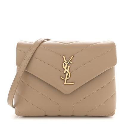 Saint Laurent Calfskin Y Quilted Monogram Toy Loulou Crossbody Bag Latte 1 of 12