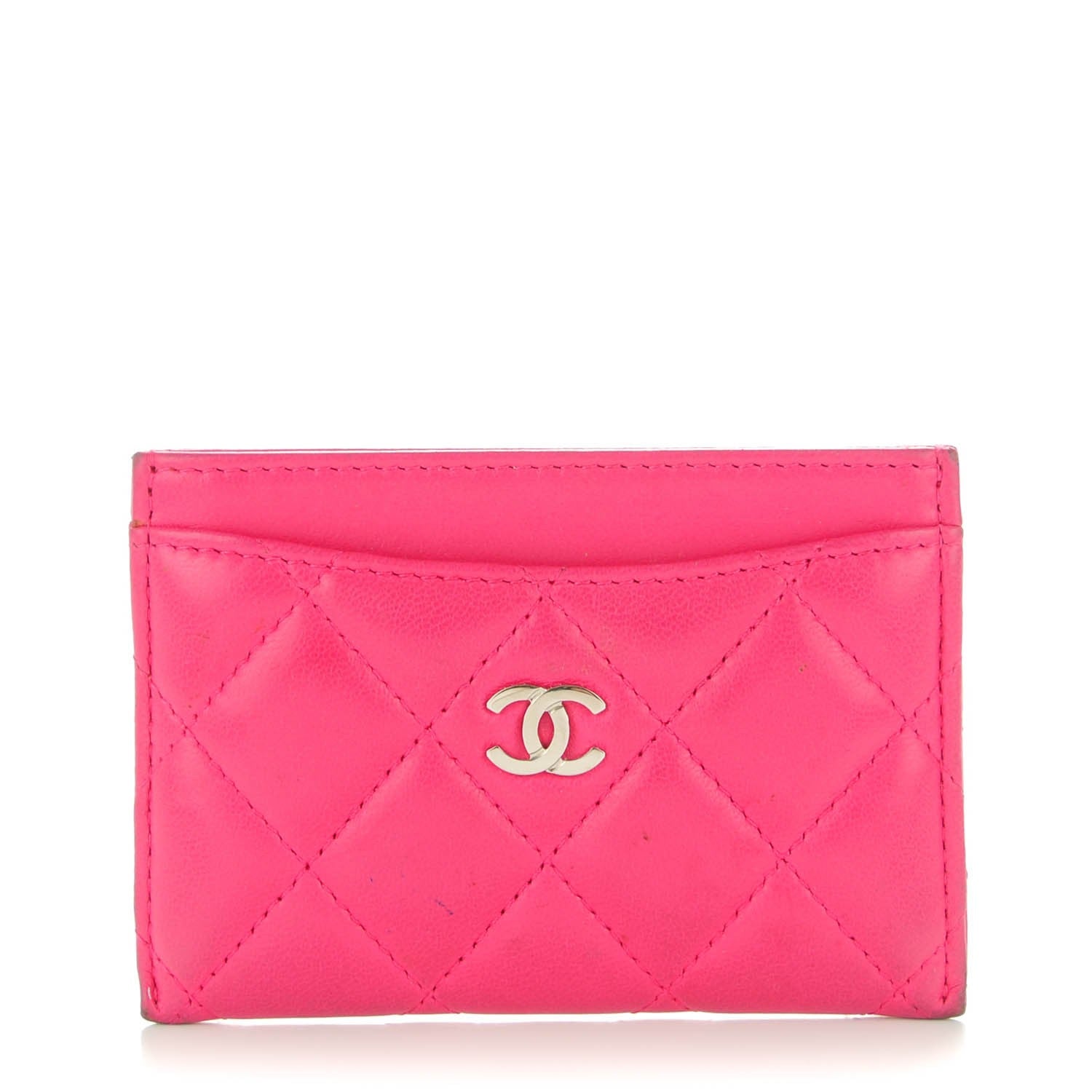 Chanel Lambskin Quilted Card Holder Fuchsia 1 of 9
