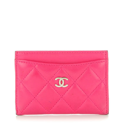 Chanel Lambskin Quilted Card Holder Fuchsia 1 of 9