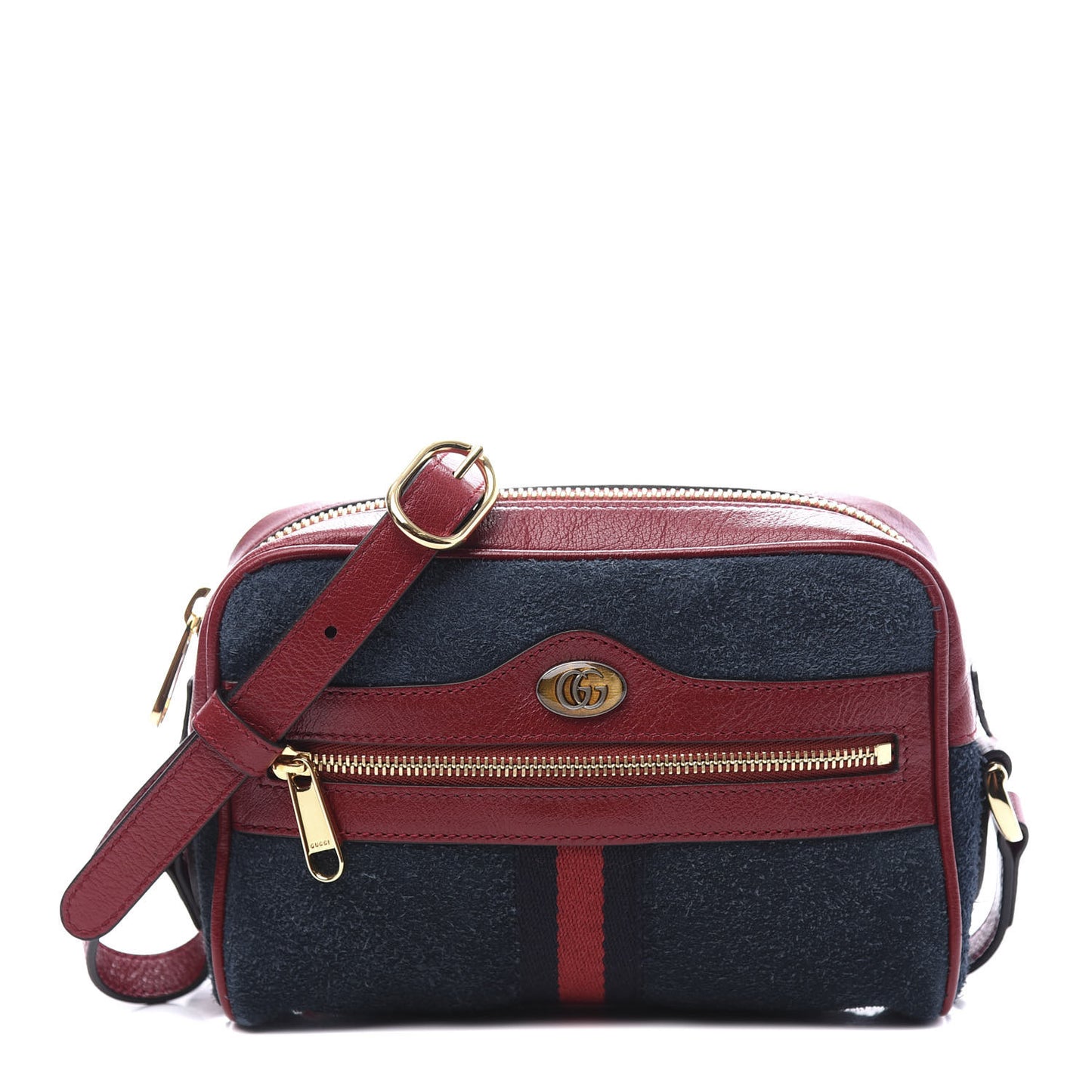 Suede Calfskin Web Mini Ophidia Shoulder Bag New Blue Romantic Cherry
