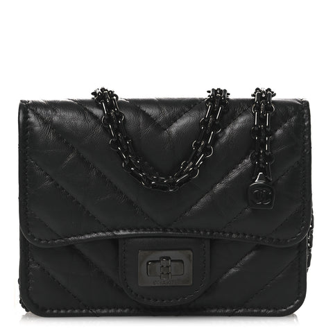 Aged Calfskin Chevron Quilted Reissue Belt Bag So Black