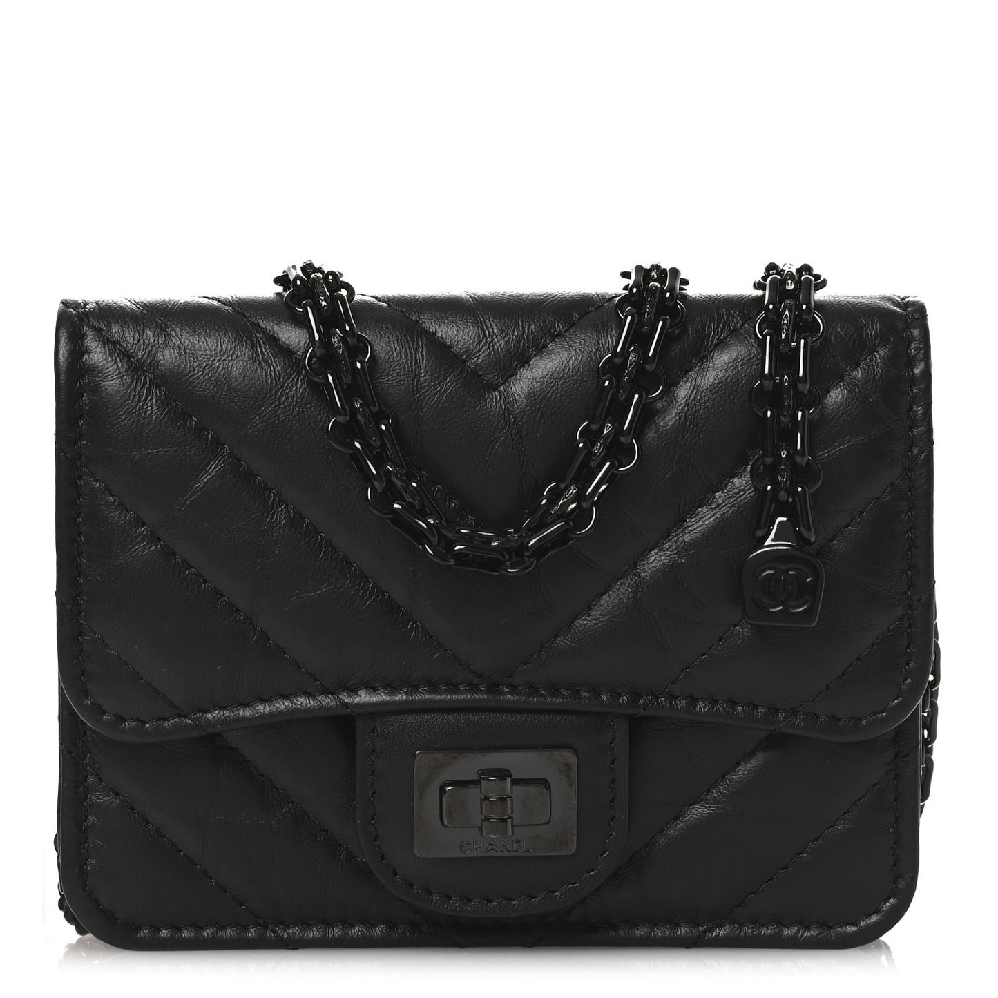 Aged Calfskin Chevron Quilted Reissue Belt Bag So Black