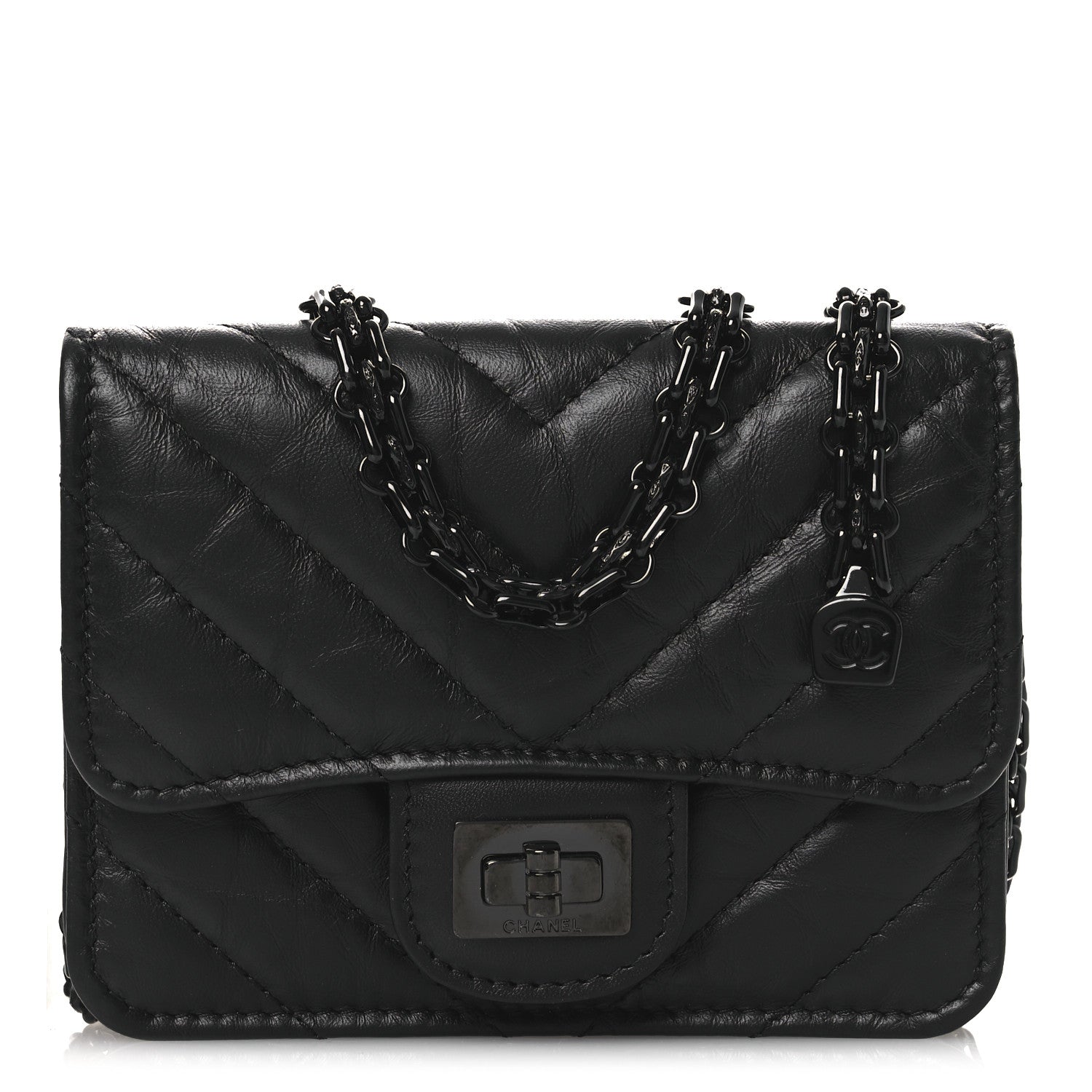 Chanel Aged Calfskin Chevron Quilted Reissue Belt Bag So Black 1 of 13