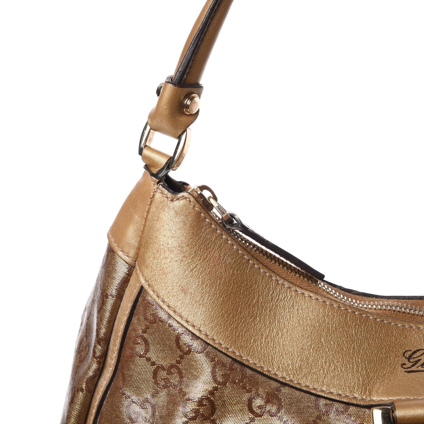 Crystal Monogram Large D Gold Hobo Gold