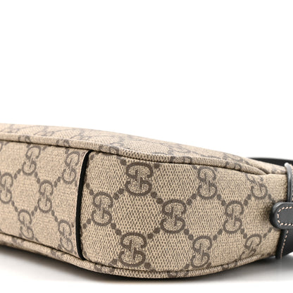 Gucci GG Supreme Monogram Textured Calfskin Small Emblem Shoulder Bag Beige Black 9 of 10
