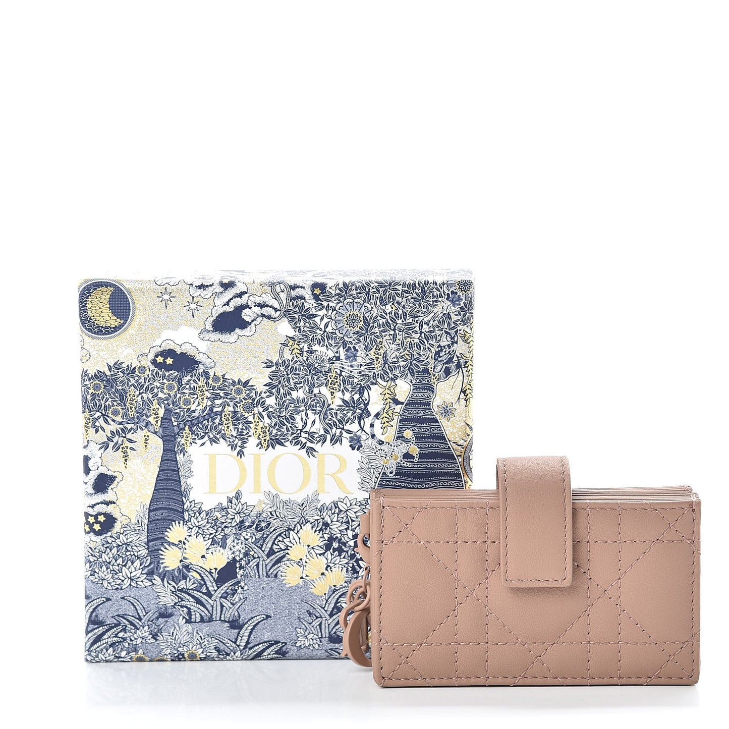 Ultra Matte Calfskin Cannage Lady Dior 5-Gusset Card Holder Blush Powder
