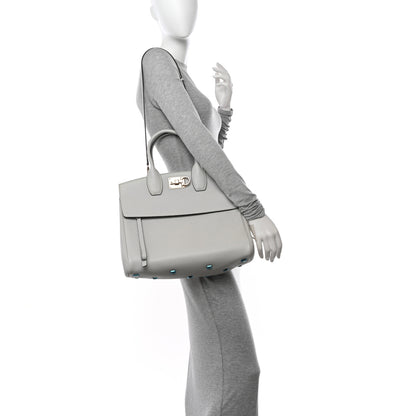 Salvatore Ferragamo Calfskin Large The Studio Bag Gull Grey 2 of 13