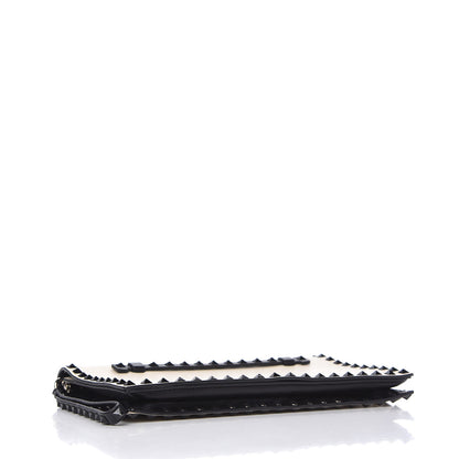 Valentino Garavani Nappa Rockstud Wristlet Clutch Black Light Ivory 4 of 9