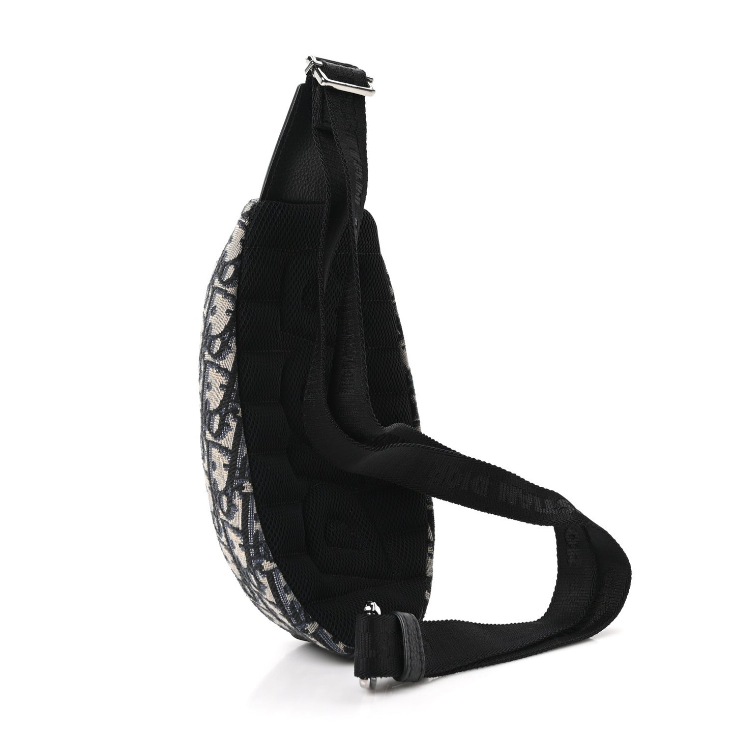 Grained Calfskin Oblique Scarab Sling Bag Blue Black