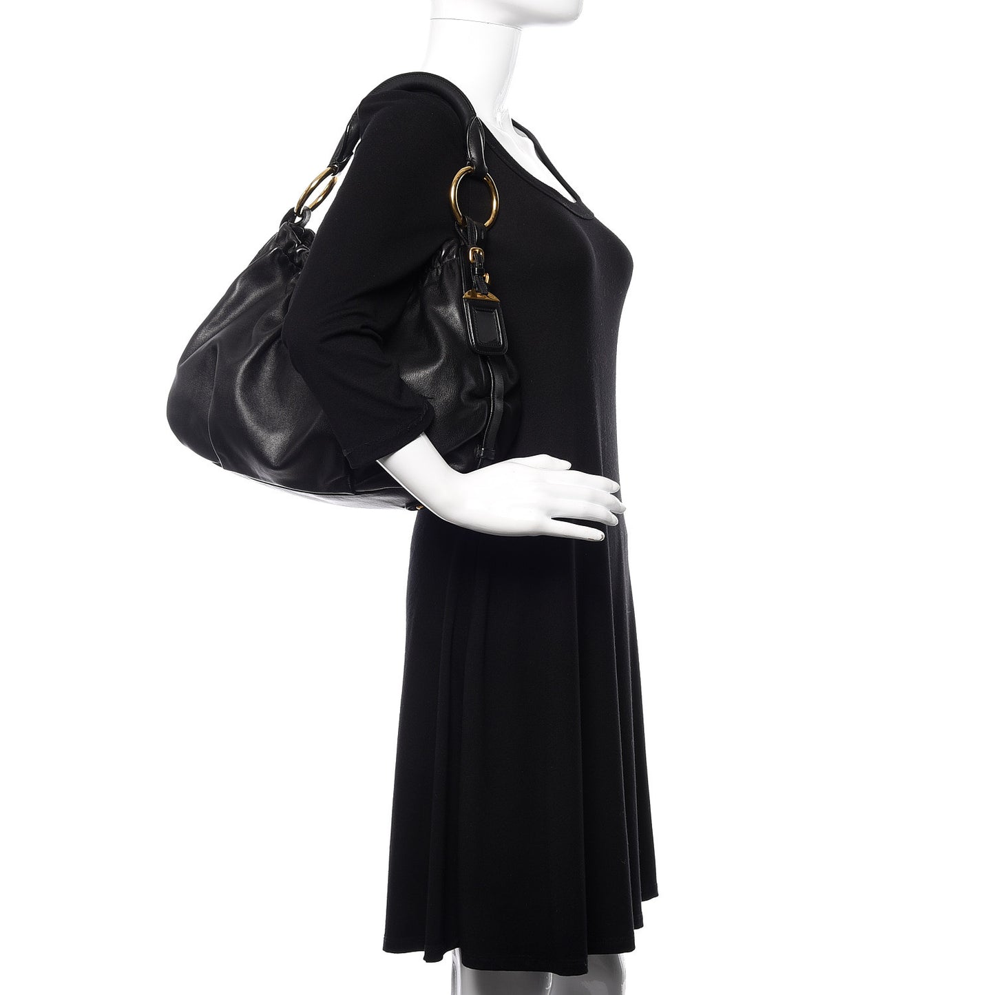 Soft Calfskin Pleated Hobo Black