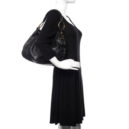 Prada Soft Calfskin Pleated Hobo Black 2 of 11