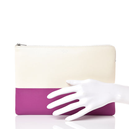 Celine Lambskin Bi-Color Solo Clutch Pouch White Magenta 2 of 8