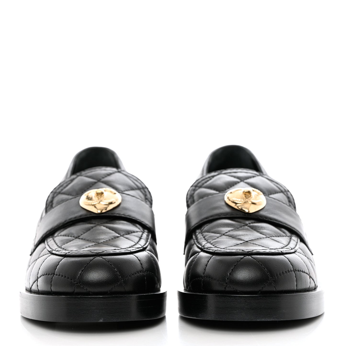 Lambskin Quilted CC Heart Loafers 36.5 Black