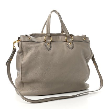 Miu Miu Vitello Daino Top Handle Tote Beige 2 of 11