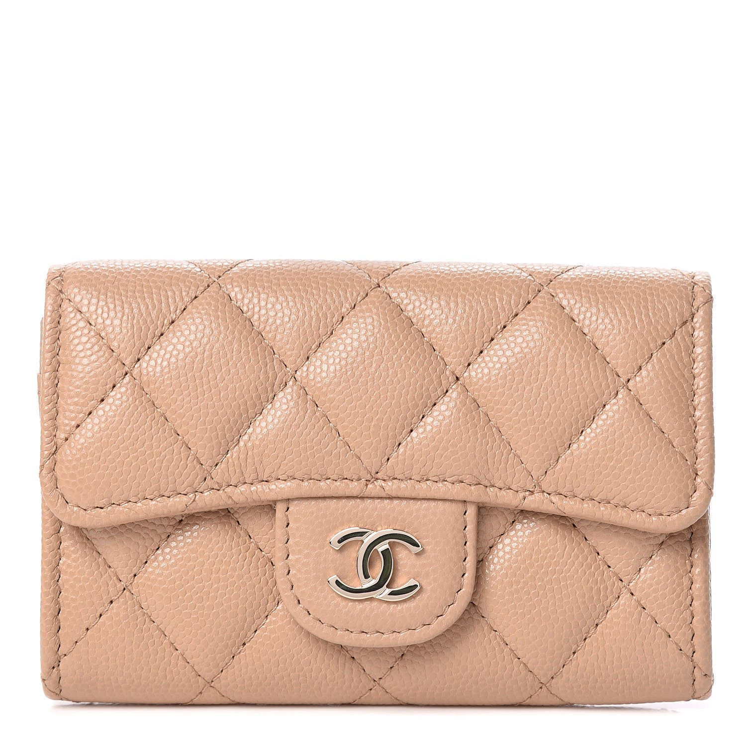 Chanel Caviar Quilted Card Holder Wallet Beige 1 of 9