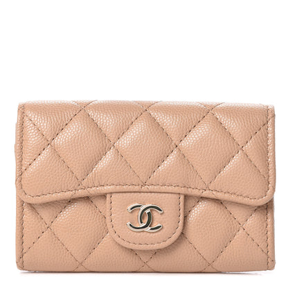 Chanel Caviar Quilted Card Holder Wallet Beige 1 of 9