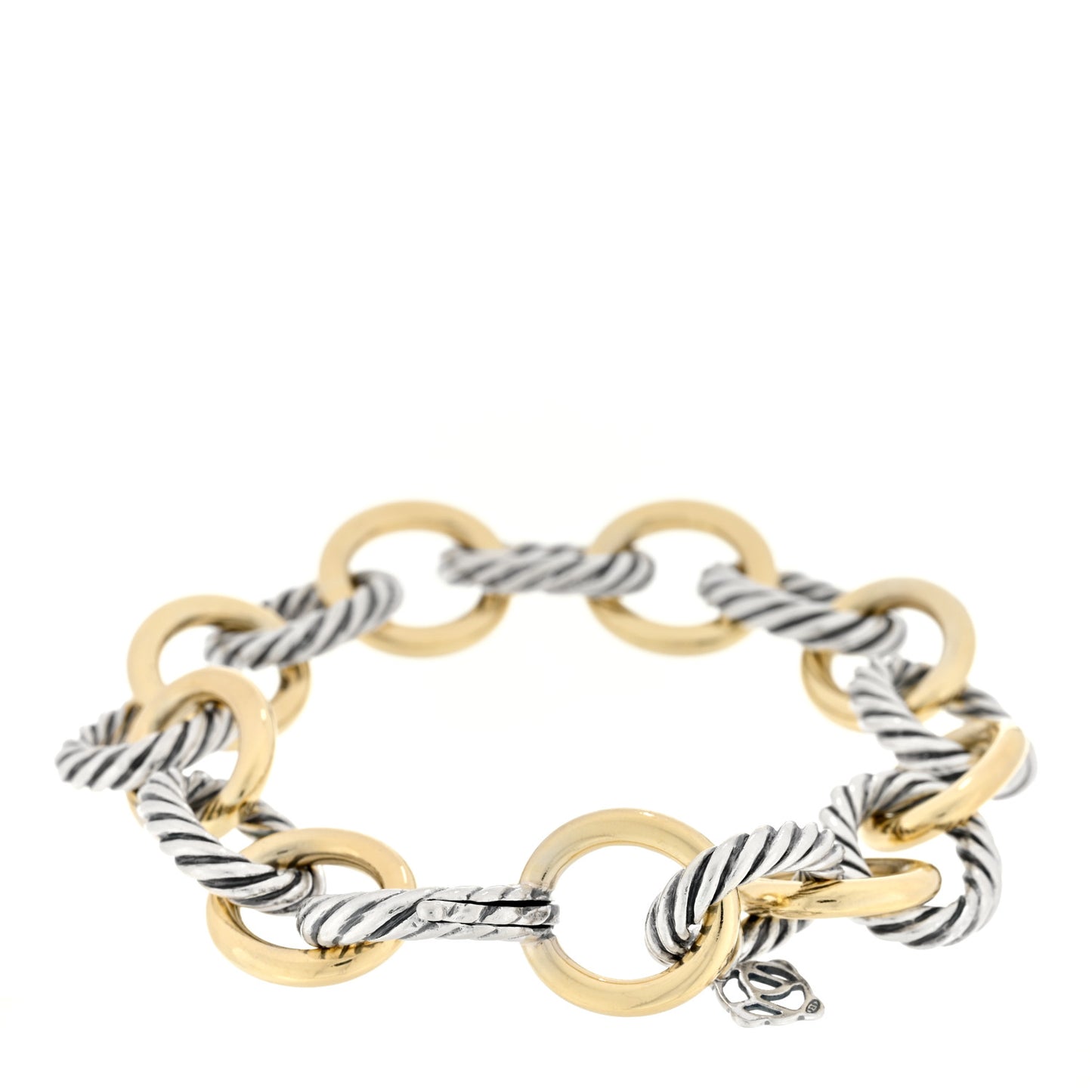 Sterling Silver 18K Yellow Gold 12mm Medium Oval Link Bracelet
