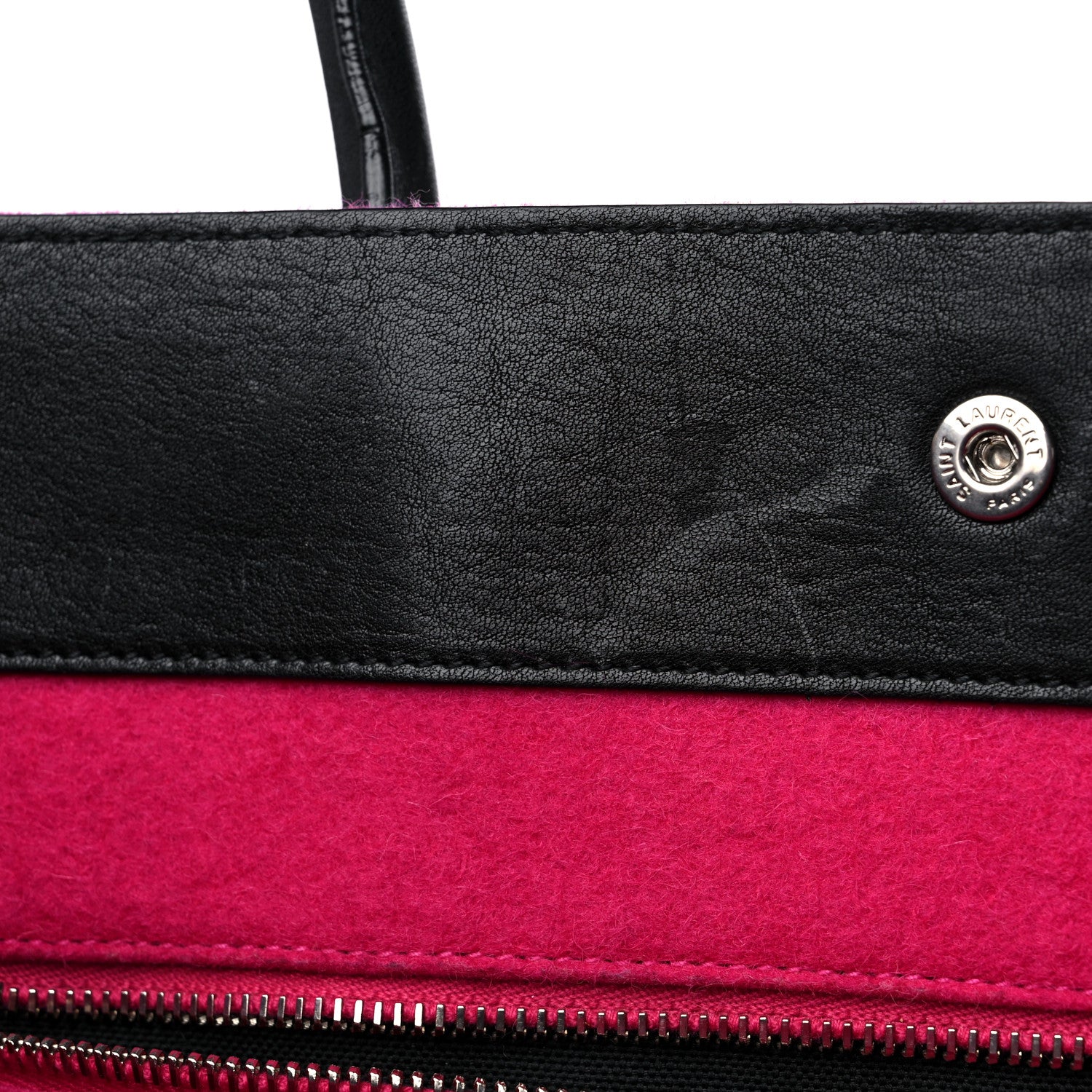 Saint Laurent Wool Rive Gauche Tote Fuchsia 9 of 10