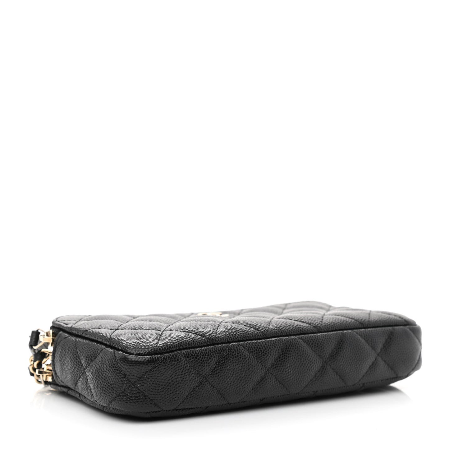 Caviar Quilted Small Clutch With Chain Black