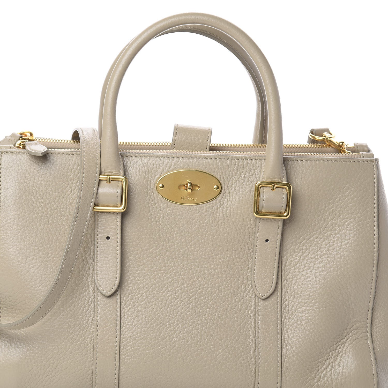 Mulberry Classic Grain Calfskin Small Bayswater Double Zip Tote Dune 6 of 8
