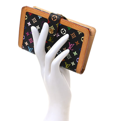 Louis Vuitton Monogram Multicolor French Purse Wallet Black 2 of 8
