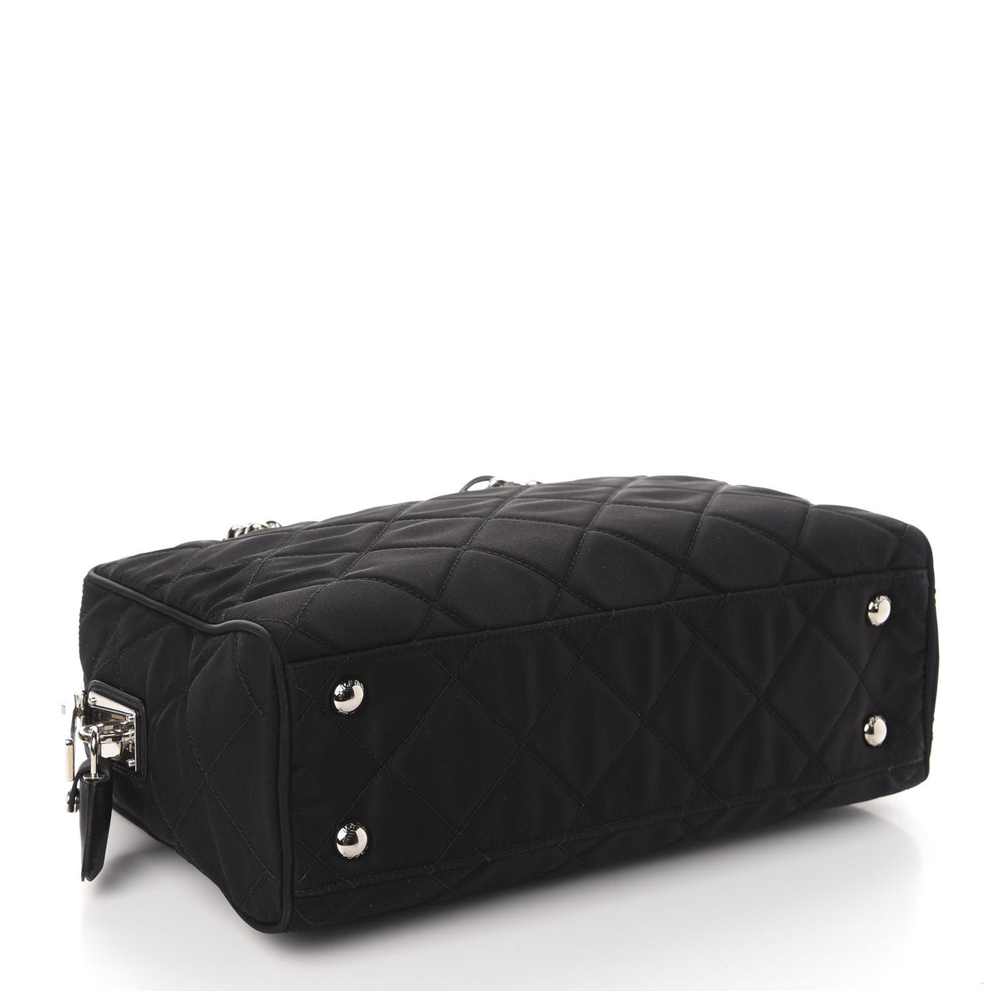 Nylon Tessuto Impuntu Quilted Shoulder Bag Black
