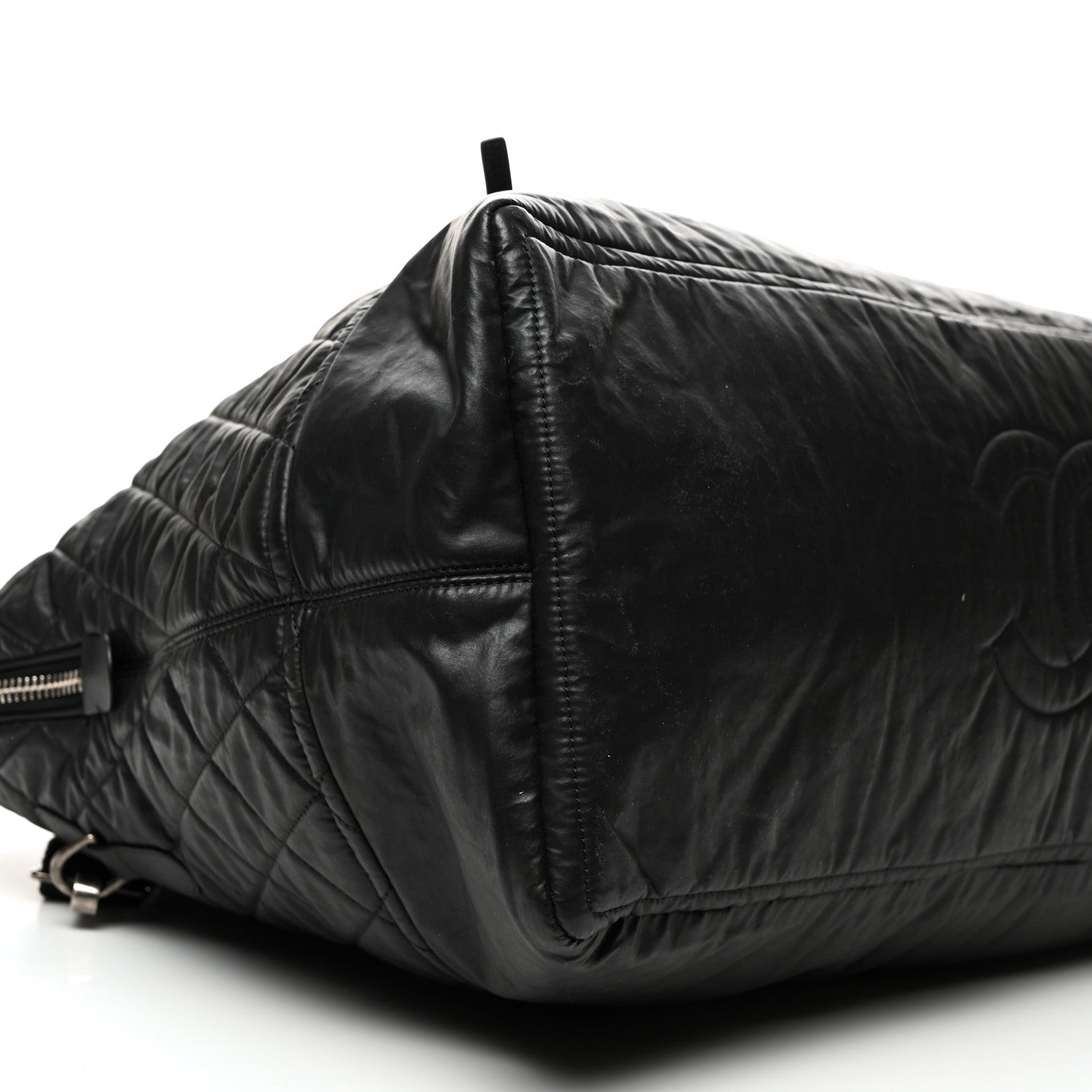 Chanel Coated Canvas Quilted Large Garment Travel Bag Black 8 of 9